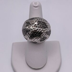 Rhodium Plated Snakeskin Chunky Ring - Size 7